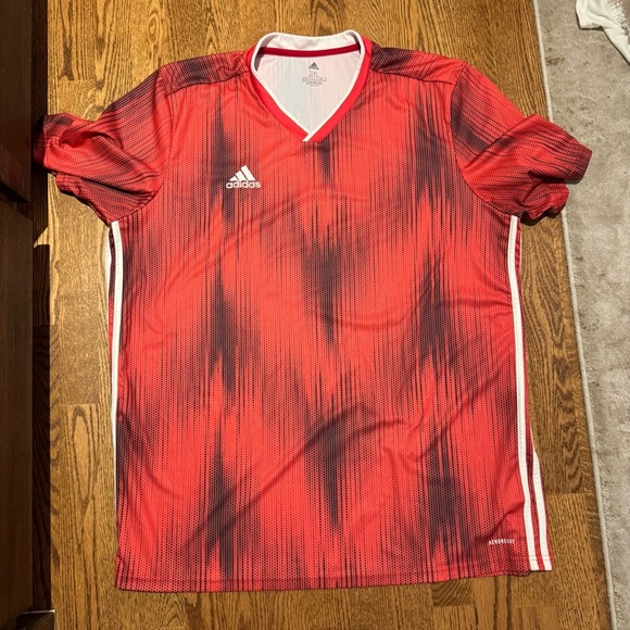 Adidas Soccer Jersey Men’s 2XL Red and Black “Aeroready” Athletic - Picture 2 of 5